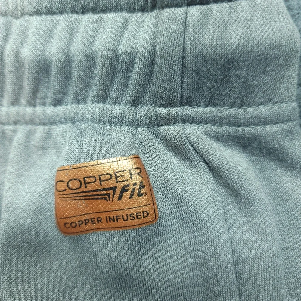 Copper Fit Mens Gray Copper Infused Athletic Shorts Zipper Pockets XL 20in Waist